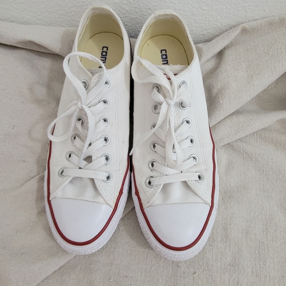 Converse White All-Star Sneakers with Red Trim Size 7